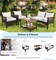 4-Piece Patio Furniture Set, Patiojoy Acacia Wood Outdoor PE Wicker Conversation Set with Cushions, PE Rattan Sectional Sofa Set for Lawn, Porch, Poolside, Backyard (Off White)